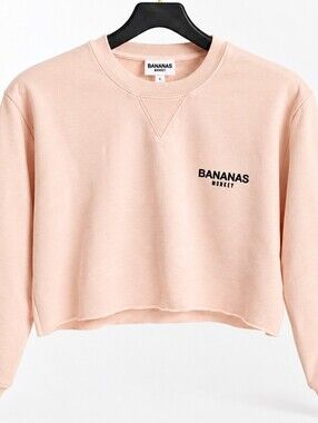 Bananas Monkey Blush Pink Cropped Crewneck Sweater